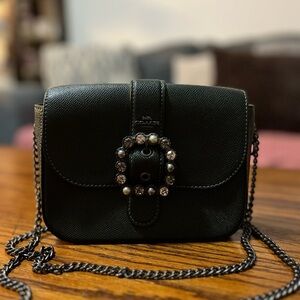 Coach Dark Green Crossbody Bag with Embellished Buckle